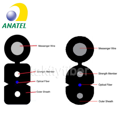 ANATEL ενέκρινε το επίπεδο FTTH πτώσης 1C 2C 4C G657A καλωδίων GJYXCH καλώδιο ινών πτώσης χαλύβδινων συρμάτων επίπεδο