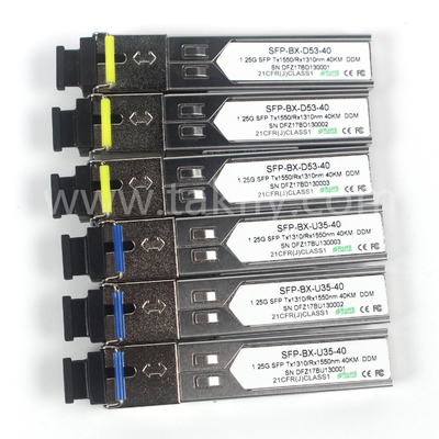 1.25G SFP BIDI Οπτικός Πιστολήπτης Τμήμα Tx1310/Rx1550nm 40KM SMF DDM LC CISCO JUNIPER HUAWEI συμβατό