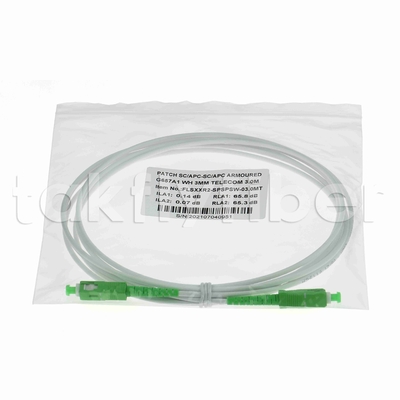 Ανθεκτικό στα τρωκτικά G657A2 SC APC Fiber Optic Patchcord Τεθωρακισμένο Fiber Patch Cable SM 3.0mm
