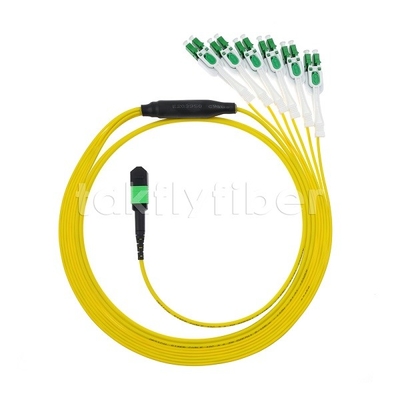 12F MPO-6x LC APC DX Uniboot SM Fiber Optic Patch Cord με νικελικό μανίκι διάμετρος 3,0 mm