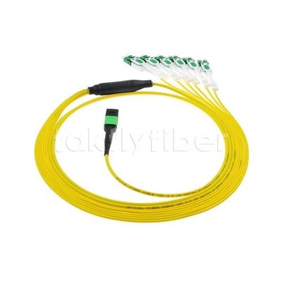 12F MPO-6x LC APC DX Uniboot SM Fiber Optic Patch Cord με νικελικό μανίκι διάμετρος 3,0 mm