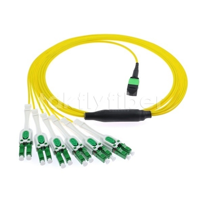 12F MPO-6x LC APC DX Uniboot SM Fiber Optic Patch Cord με νικελικό μανίκι διάμετρος 3,0 mm