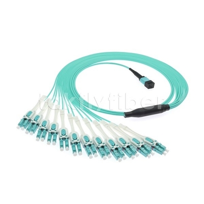 24 F MPO-LC Uniboot OM3 Fiber Patch Cord 12x LC DX Ιδανικό για μεγάλα δίκτυα