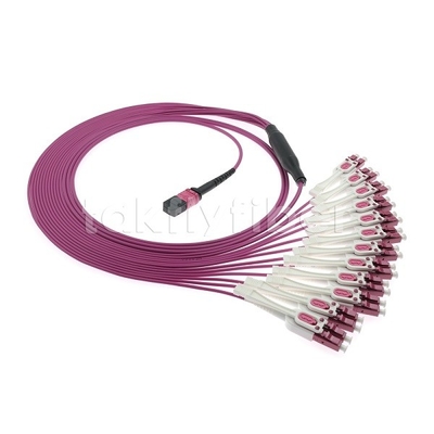 24F MTP 12x LC DX Uniboot OM4 Fiber Patch Cord για δίκτυα υψηλής ταχύτητας