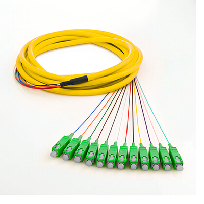 12 Core SC APC Single Mode Fiber Optic Cable Pigtail 10000N Τράβηγμα