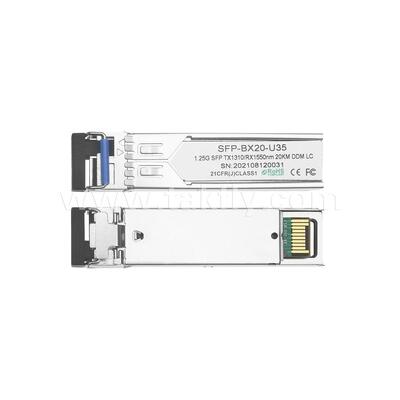Μονάδα πομποδέκτη SFP 1.25gbps 20km LC Reach Tx1310nm/Rx1550nm Αμφίδρομη για Data Center FTTH FTTX