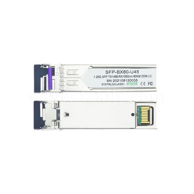 Μονάδα πομποδέκτη SFP 1.25gbps 80km LC Reach Tx1490nm/Rx1550nm Αμφίδρομη SFP για Data Center FTTH FTTX