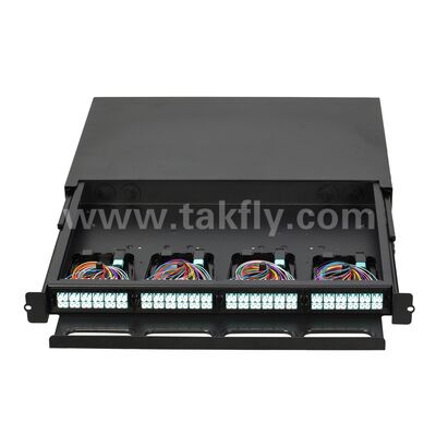 Υψηλής Πυκνότητας 1U 19 ιντσών 96F MPO MTP - LC SM MM Fiber Οπτικό Patch Panel / Οπτικό Fiber Chassis / Οπτικό Fiber ODF/ Οπτικό Fiber Distribution Box για 4 τεμάχια 24F MPO MTP-LC Cassette