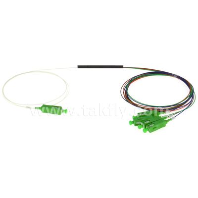 PLC Fiber Optic Splitter 0.9mm colored outlets Mini Steel Tube SC APC/UPC for Data Center Telecom FTTX