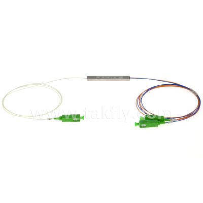 PLC Fiber Optic Splitter 0.9mm colored outlets Mini Steel Tube SC APC/UPC for Data Center Telecom FTTX