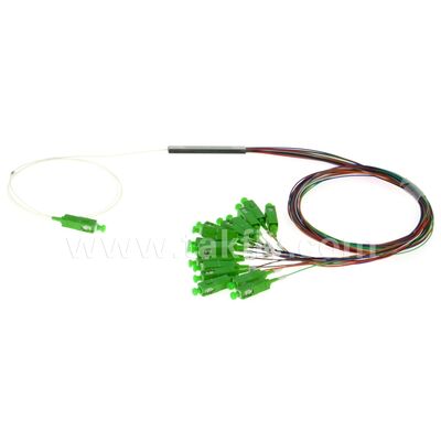 PLC Fiber Optic Splitter 0.9mm colored outlets Mini Steel Tube SC APC/UPC for Data Center Telecom FTTX