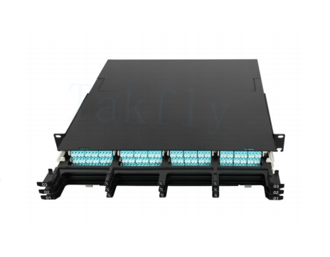 1U 144C High Density MPO Patch Panel 12 κασέτες, MPO σε μετατροπή LC, προετοιμασμένες για SAN/LAN/Data Center