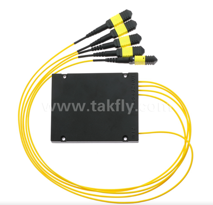 1×4 MPO/MTP SM PLC Splitter – Single-Mode, 1×4 Configuration, MPO Input to MPO Output, Low Insertion Loss (≤7.2dB), for High-Density Data Center Cabling, Pre‑terminated Systems & FTTx Distribution