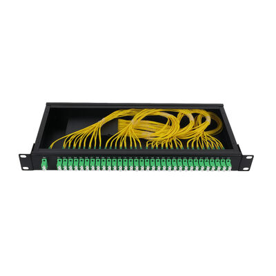 OEM 1U 19Inch 2x64 Rack Mount LC Fiber Optic PLC Splitter για το κέντρο δεδομένων FTTx