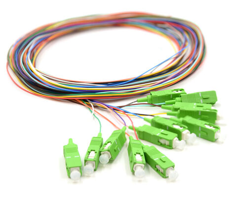 SC/APC 12-Color Optic Fiber Pigtail Set – Χρωματικά κωδικοποιημένο για εύκολη αναγνώριση, συνδεμένο με το ένα άκρο, γυμνό ίνα με ένα άκρο, για κουτιά τερματισμού, σύνδεση και σύνδεση εξοπλισμού