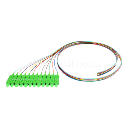 SC/APC 12-Color Optic Fiber Pigtail Set – Χρωματικά κωδικοποιημένο για εύκολη αναγνώριση, συνδεμένο με το ένα άκρο, γυμνό ίνα με ένα άκρο, για κουτιά τερματισμού, σύνδεση και σύνδεση εξοπλισμού