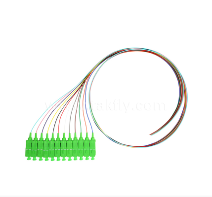SC/APC 12-Color Optic Fiber Pigtail Set – Χρωματικά κωδικοποιημένο για εύκολη αναγνώριση, συνδεμένο με το ένα άκρο, γυμνό ίνα με ένα άκρο, για κουτιά τερματισμού, σύνδεση και σύνδεση εξοπλισμού