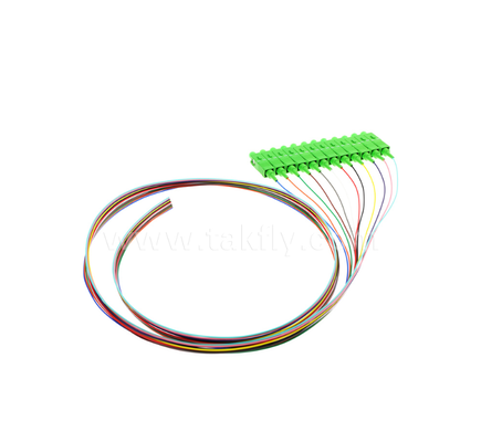 SC/APC 12-Color Optic Fiber Pigtail Set – Χρωματικά κωδικοποιημένο για εύκολη αναγνώριση, συνδεμένο με το ένα άκρο, γυμνό ίνα με ένα άκρο, για κουτιά τερματισμού, σύνδεση και σύνδεση εξοπλισμού