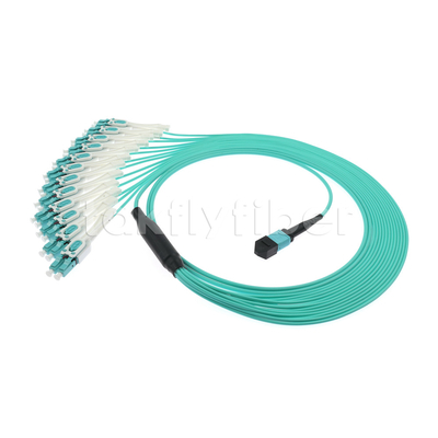 MPO MTP καλώδιο οπτικών ινών 24 πυρήνες έως 12LC DX Om3 Fanout Patch Cord για LAN και WAN
