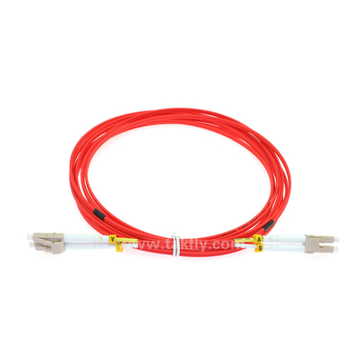 LC διπλό κόκκινο χρώμα OM2 50/125nm σκοινιού μπαλωμάτων ινών LSZH