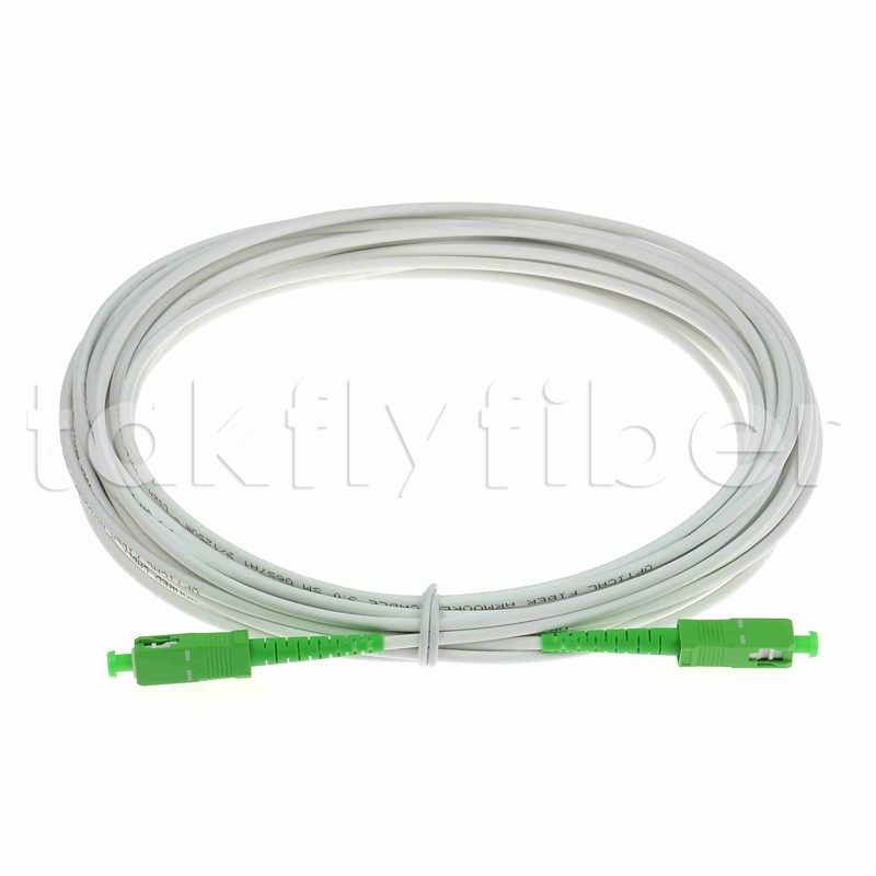 EN50575 CPR Πιστοποιημένο SC APC Fiber Optic Patchcord Τεθωρακισμένο Fiber Optic Patch Leads Simplex 3,0mm LSZH Λευκό μπουφάν