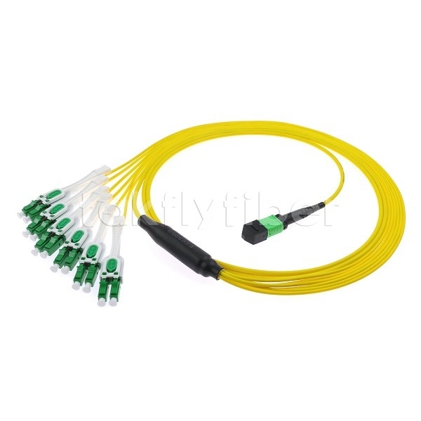 12F MPO-6x LC APC DX Uniboot SM Fiber Optic Patch Cord με νικελικό μανίκι διάμετρος 3,0 mm