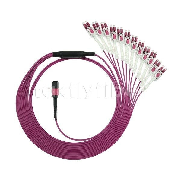 24F MTP 12x LC DX Uniboot OM4 Fiber Patch Cord για δίκτυα υψηλής ταχύτητας