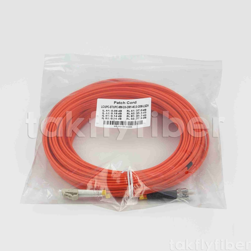 ST προς LC OM1 OM2 Δοξοστοιχία οπτικών ινών 3.0mm LSZH Orange Jacket For Telecom