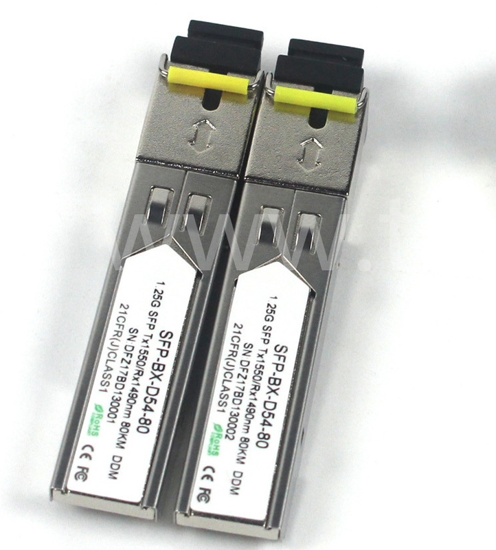BIDI 1.25 G SFP Transceiver Tx1550/Rx1490nm 80KM SMF DDM LC CISCO JUNIPER HUAWEI συμβατό