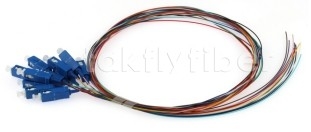 Τηλεπικοινωνίες βαθμού 0.9mm 12 Χρωματική οπτική ίνα Pigtail με SC / UPC σύνδεσμο σε πορτοκαλί