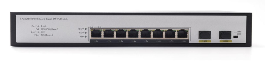 DF-2F-8GP 2-Port 10/100/1000Mbps 8+2 Uplink Fiber Ports Gigabit Poe Network Switcher