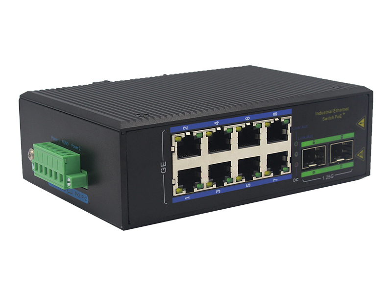 8-Port Industrial Gigabit POE Switch με 2 SFP Slots DIN-Rail Mount