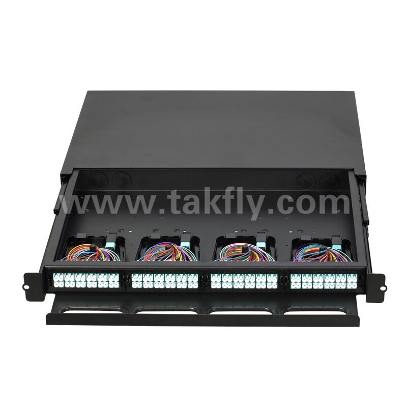 Υψηλής Πυκνότητας 1U 19 ιντσών 96F MPO MTP - LC SM MM Fiber Οπτικό Patch Panel / Οπτικό Fiber Chassis / Οπτικό Fiber ODF/ Οπτικό Fiber Distribution Box για 4 τεμάχια 24F MPO MTP-LC Cassette