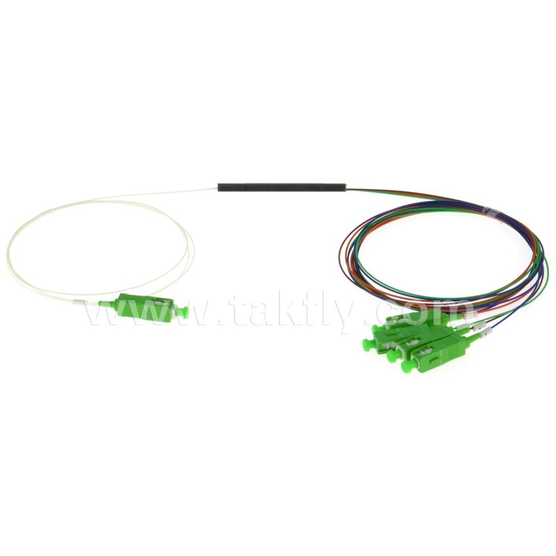 PLC Fiber Optic Splitter 0.9mm colored outlets Mini Steel Tube SC APC/UPC for Data Center Telecom FTTX