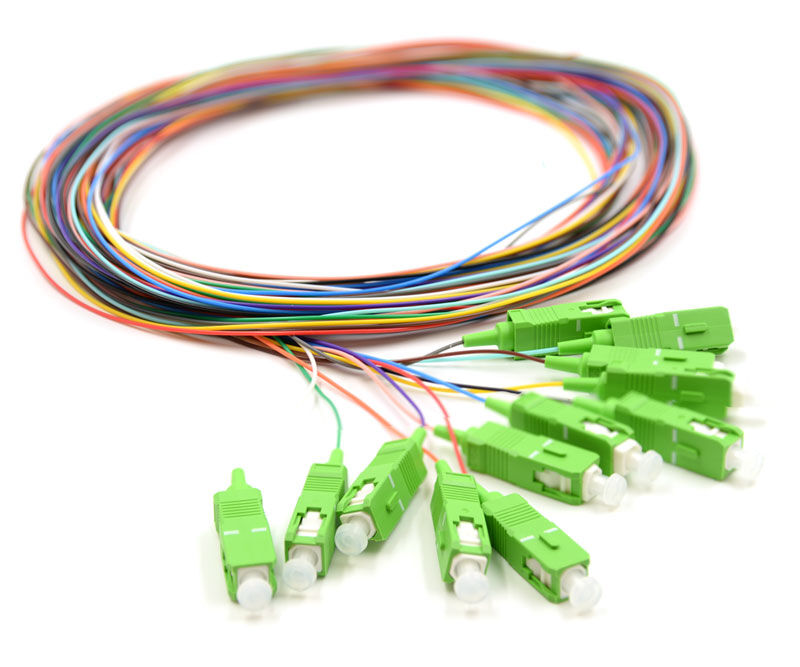 SC/APC 12-Color Optic Fiber Pigtail Set – Χρωματικά κωδικοποιημένο για εύκολη αναγνώριση, συνδεμένο με το ένα άκρο, γυμνό ίνα με ένα άκρο, για κουτιά τερματισμού, σύνδεση και σύνδεση εξοπλισμού