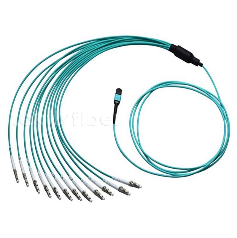 MPO LC Duplex Breakout Cable OM4 12 ίνες 50/125um Fiber Optic Patch Cable για κέντρα δεδομένων υψηλής πυκνότητας